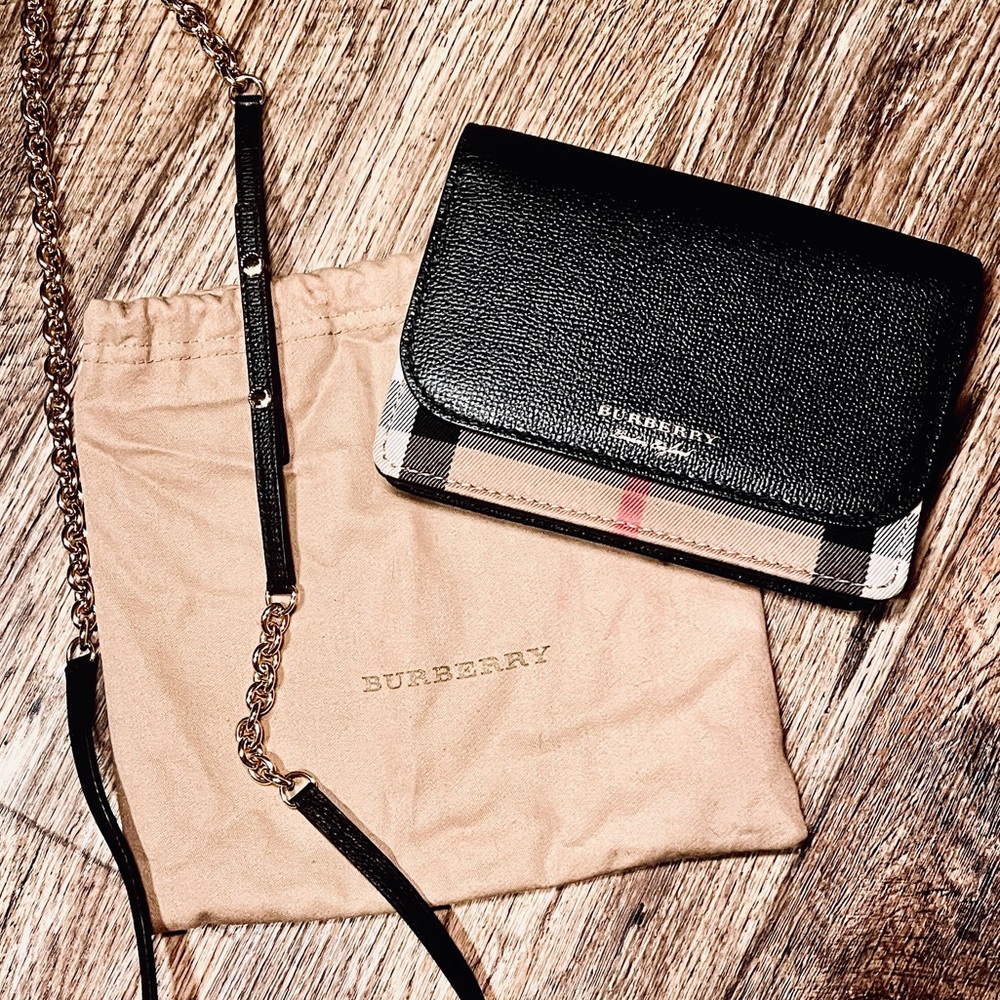 Burberry Crossbody Bag Black and Tan with Textured Elegance